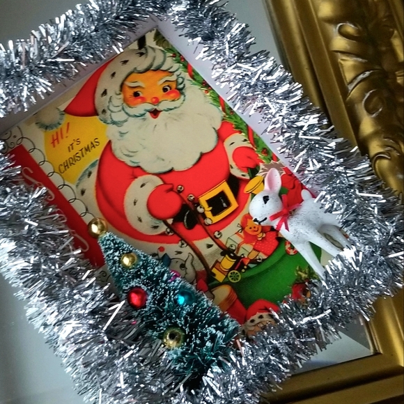 ❗Retro Shiny Brite Holiday Tinsel Shadow Box❗ - Picture 2 of 2